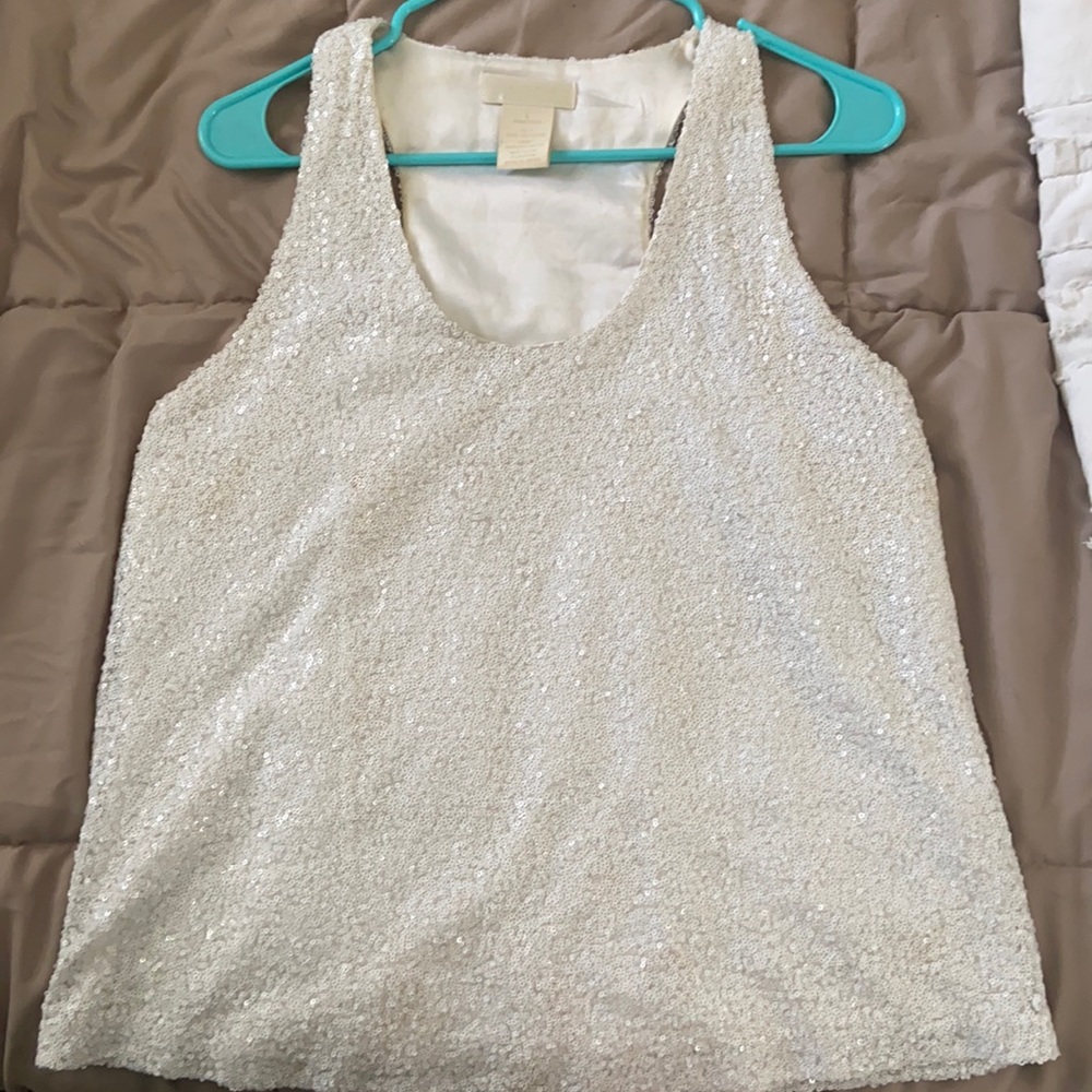 MM Couture White Sequin Tank Top